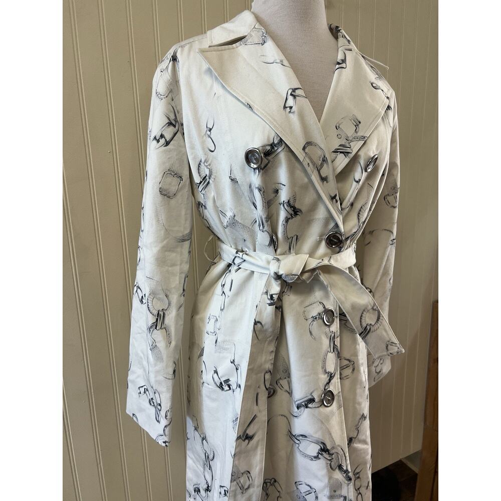 L’agence Venus Trench Coat RARE Fall Sample Size 4 Small Ivory/Grey Faded Chain - Picture 2 of 10